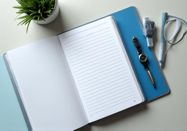 Scrivania organizzata e orologio minimalista per gestione tempo