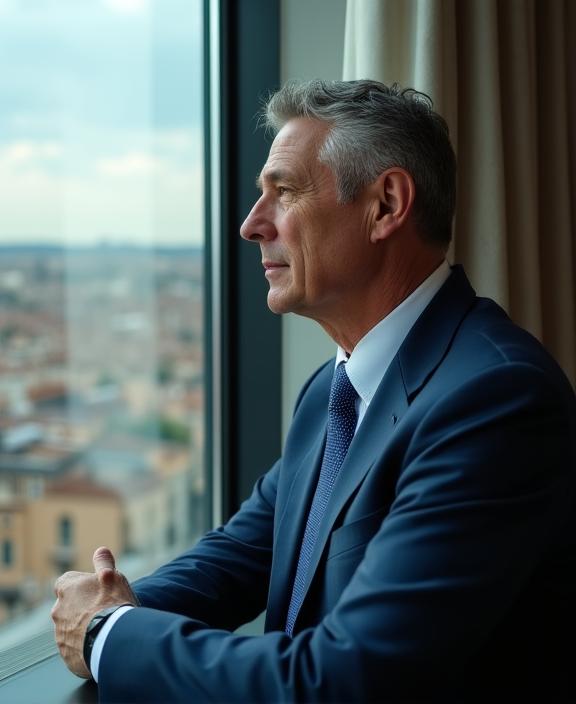 Un leader esperto durante un momento di riflessione strategica