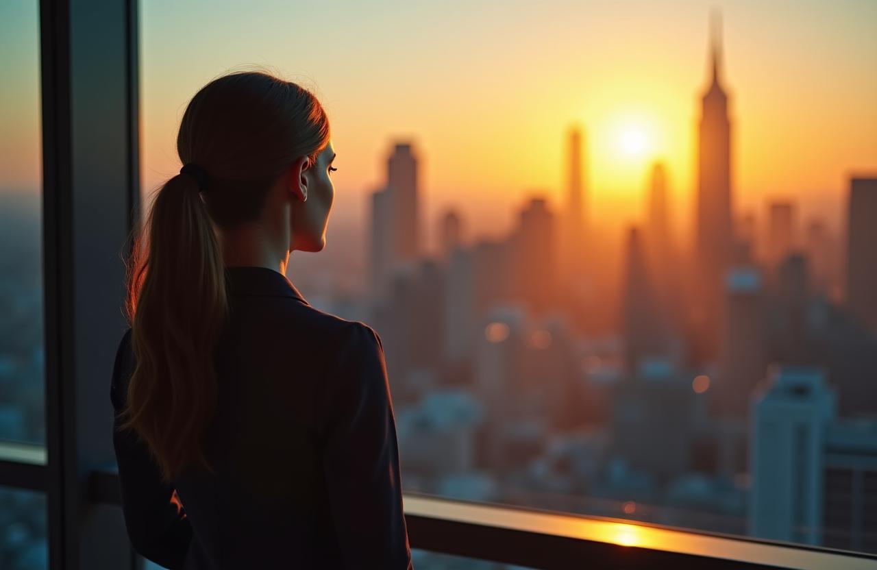 Professionista in un ufficio moderno con luce naturale